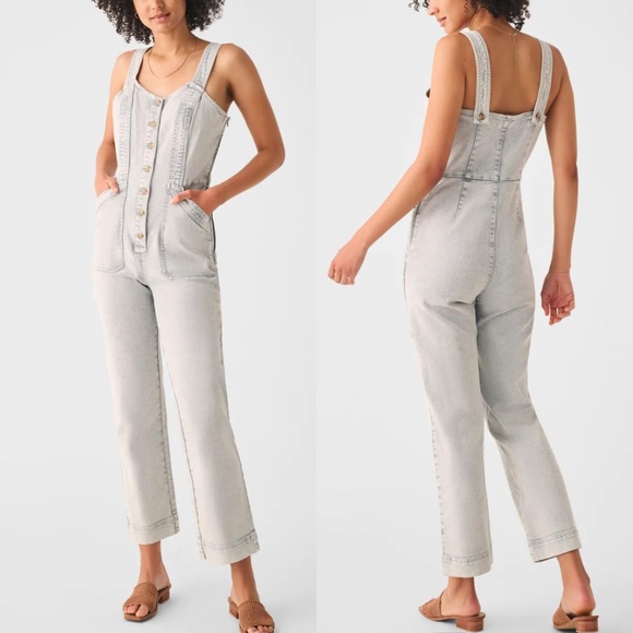 Faherty Pants - Faherty Gia Jumpsuit Overalls Neutral Gray - Size Small